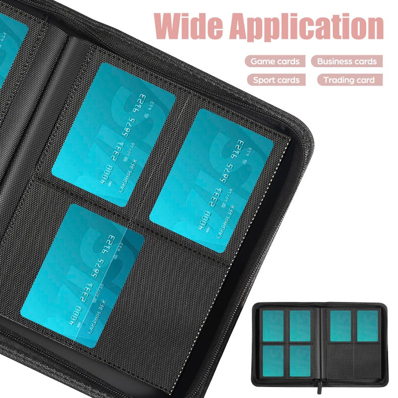 Pemocyny Card Binder 4 Pocket with Zipper, 288 Pockets Trading Card Holder Book, Premium PU Cover Zip Folder Binder, Side Loading Carrying Case Binder Album for TCG, MTG, Sports Cards, Game Cards - Image 5