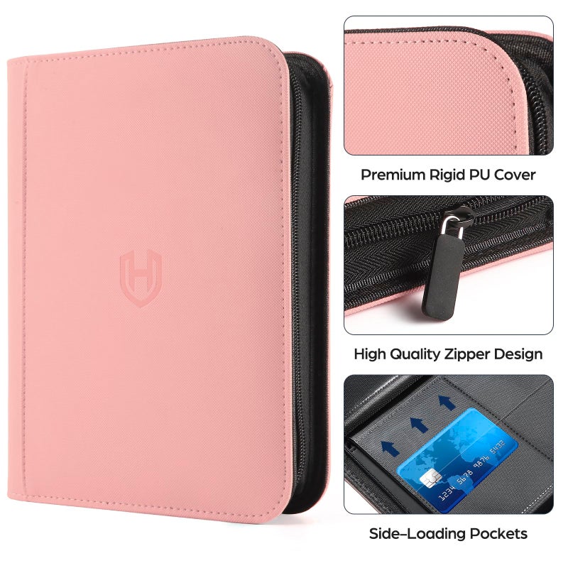 Pemocyny Card Binder 4 Pocket with Zipper, 288 Pockets Trading Card Holder Book, Premium PU Cover Zip Folder Binder, Side Loading Carrying Case Binder Album for TCG, MTG, Sports Cards, Game Cards - Image 2