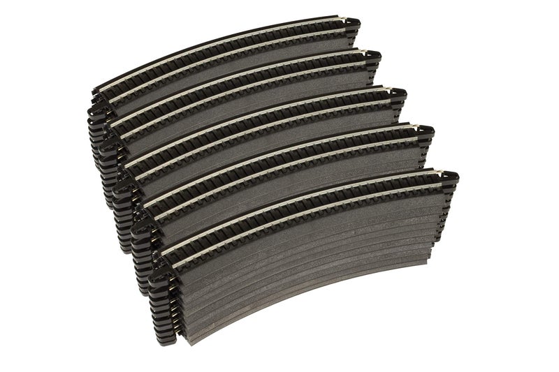 Bachmann Trains SnapFit EZ TRACK 18 RADIUS CURVED TRACK BULK 50 pcs STEEL ALLOY Rail With Black Roadbed HO Scale