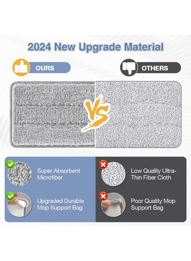 4PcsFlat Mop Head Replacement Pads Compatible  Mop and Bucket Set, Reusable Washable Squeeze Microfiber Mop Refills for Oshang Bosheng Mop - 13" X 4.9", Grey Only - Image 2