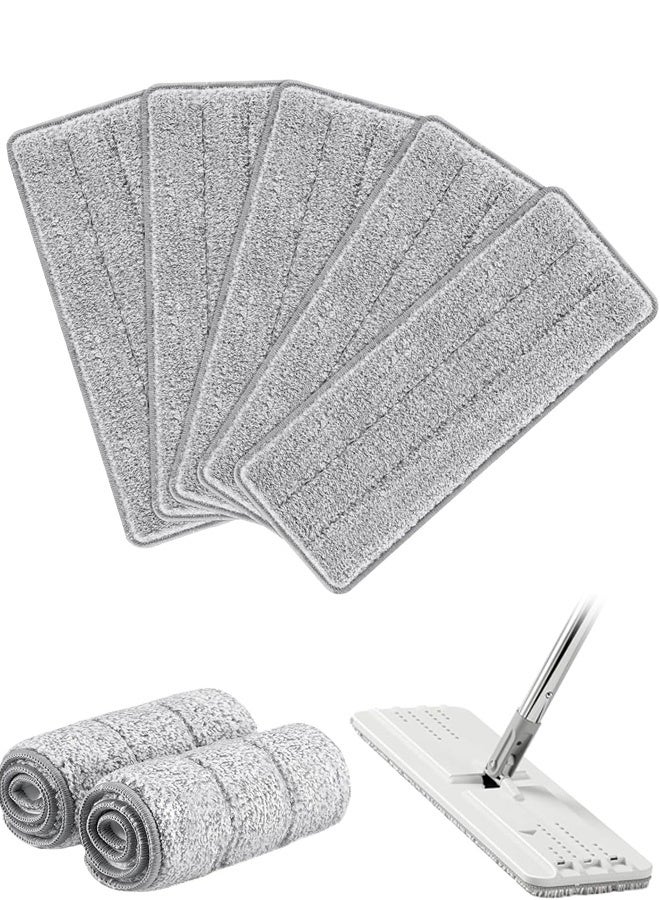 4PcsFlat Mop Head Replacement Pads Compatible  Mop and Bucket Set, Reusable Washable Squeeze Microfiber Mop Refills for Oshang Bosheng Mop - 13" X 4.9", Grey Only - Image 1