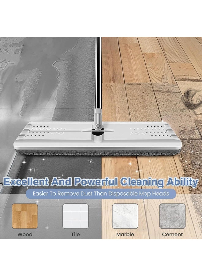 4PcsFlat Mop Head Replacement Pads Compatible  Mop and Bucket Set, Reusable Washable Squeeze Microfiber Mop Refills for Oshang Bosheng Mop - 13" X 4.9", Grey Only - Image 3