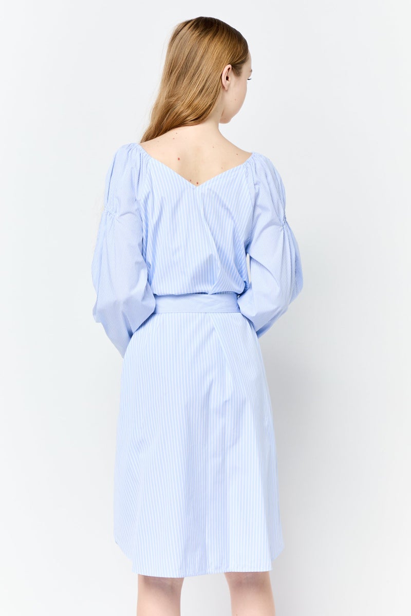 STELLA MCCARTNEY Women Stripe Belted Midi Dress, Multicolor - Image 3