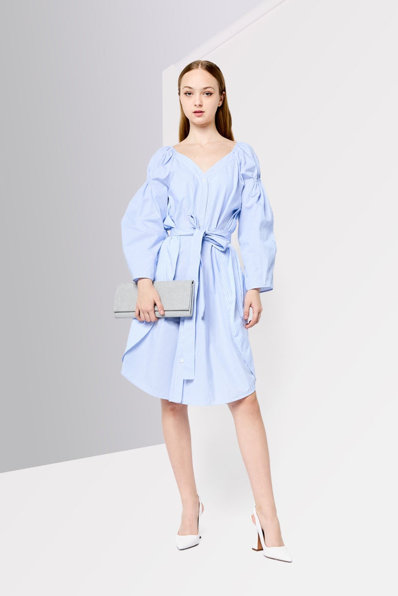 STELLA MCCARTNEY Women Stripe Belted Midi Dress, Multicolor - Image 2