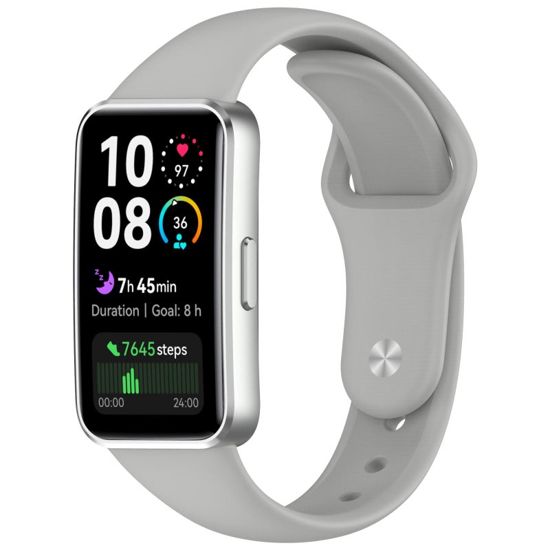 إيروريكس لساعة هواوي باند 10 / 9 / 8، سوار ساعة سيليكون لامع بمشبك عكسي (رمادي) - Image 1