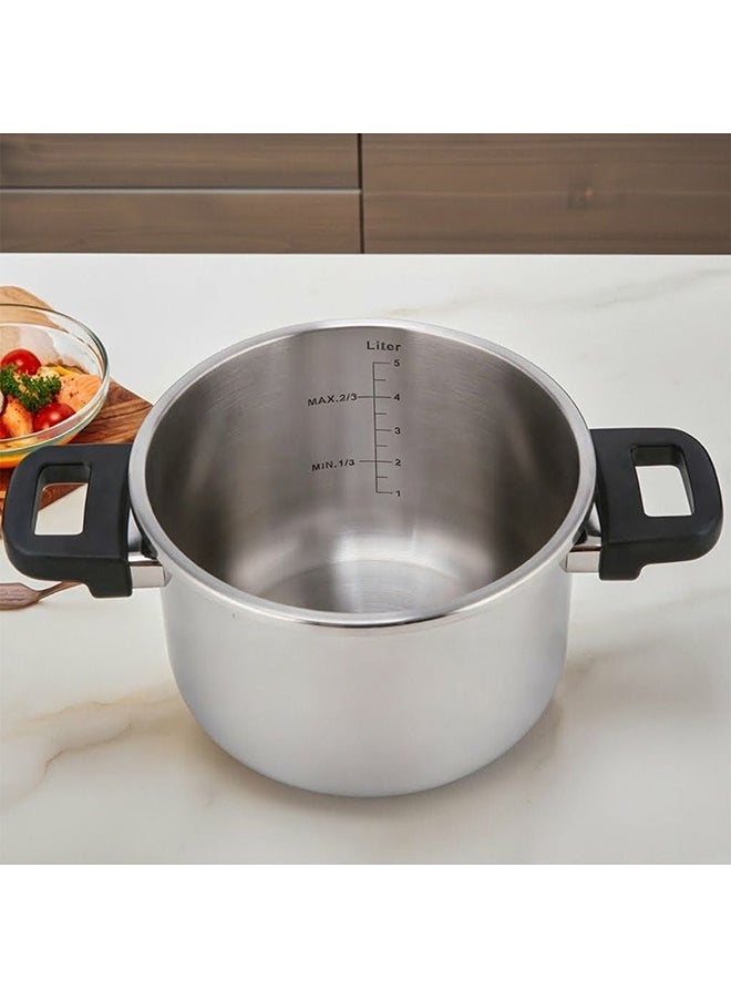 DANUBE HOME 3Liters Chef'S Delight Long Handle Stainless Steel Pressure Cooker – Durable Fast Cooking Pot For Gas & Induction, Safe Locking Lid, Heavy-Duty Kitchen Cookware For Home & Restaurant Use - 3L Silver - Image 2