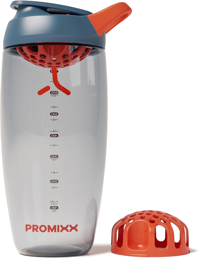 Promixx Pursuit Protein Shaker Bottle – 760ml Silent Snap-Fit Mixer for Lump-Free Shakes – Leak-Proof BPA-Free Ecozen Gym Shaker with Measurement Marks for Fitness and Travel – Midnight Blue - Image 1