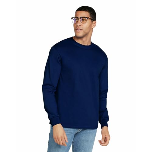 Gildan Men's Ultra Cotton Long Sleeve T-Shirt, Style G2400, Multipack, Navy (2-Pack), Medium - Image 2