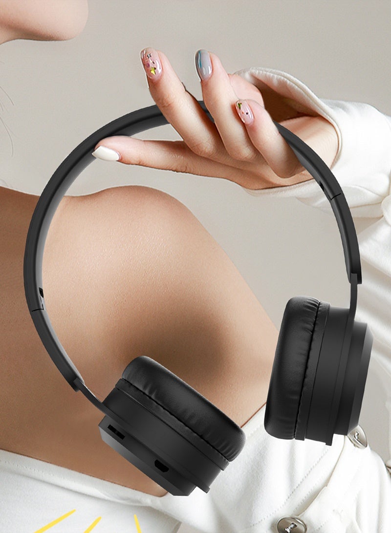 سماعات رأس لاسلكية فوق الأذن، لاسلكية وسلكية، أوضاع TF متعددة، ملاءمة مريحة مع ميكروفون ستيريو عالي الدقة، سماعة رأس خفيفة الوزن قابلة للطي، صوت جهير عميق للمنزل والمكتب والهاتف المحمول والكمبيوتر الشخصي - Image 2