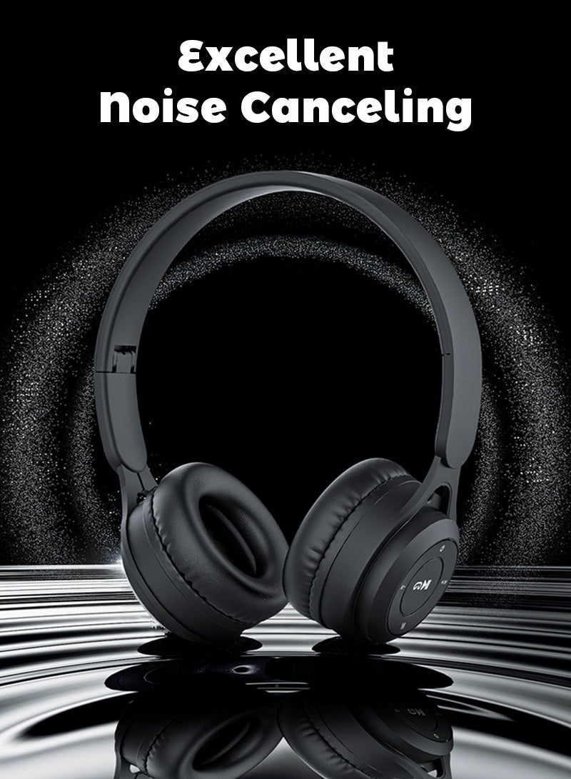 سماعات رأس لاسلكية فوق الأذن، لاسلكية وسلكية، أوضاع TF متعددة، ملاءمة مريحة مع ميكروفون ستيريو عالي الدقة، سماعة رأس خفيفة الوزن قابلة للطي، صوت جهير عميق للمنزل والمكتب والهاتف المحمول والكمبيوتر الشخصي - Image 5