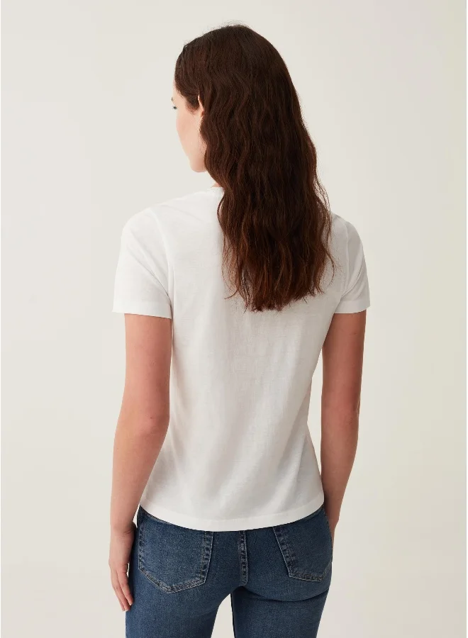 او في اس T-shirt with pampas foil print