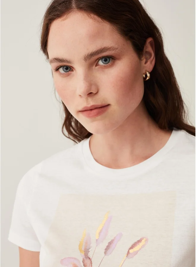 او في اس T-shirt with pampas foil print