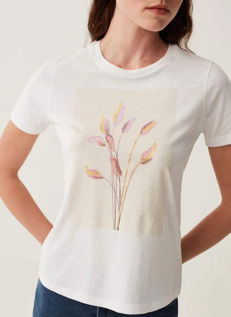 Ovs T-shirt with pampas foil print