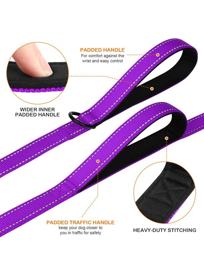 Joytale Dog Leash Heavy Duty for Large Dogs That Pull, Double Handle for Traffic Control, Double-Sided Reflective Leashes for Large Medium Dogs Night Safety, 4FT, Purple - Image 2