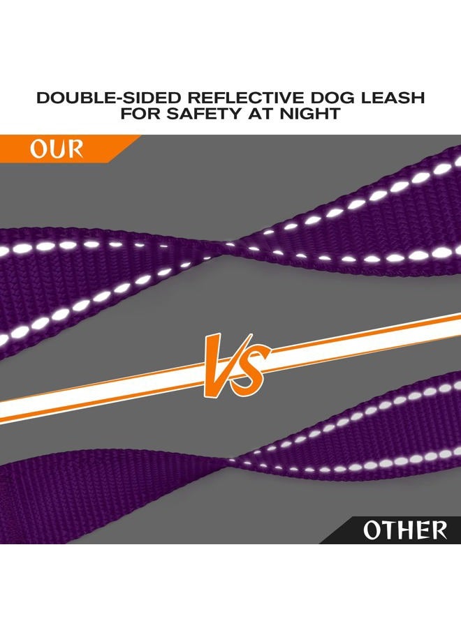 Joytale Dog Leash Heavy Duty for Large Dogs That Pull, Double Handle for Traffic Control, Double-Sided Reflective Leashes for Large Medium Dogs Night Safety, 4FT, Purple - Image 5