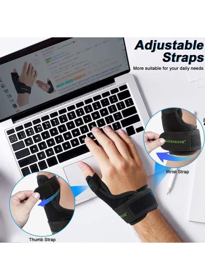 KONSEDIK Trigger Finger Thumb Splint, Adjustable Thumb Spica Support Stabilizer Brace for Pain, Sprains, Arthritis, Tendonitis, The Quervains Tenosynovitis, CMC Joint (Medium) - Image 2