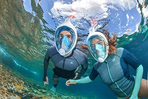 VBM Full Face Snorkel Mask Breathing Mechanism Snorkeling Masks for Kids AdultsFlat Crystal Lens180 Panoramic AntiLeakAntiFog Mask and Snorkel with Detachable Camera Mount LXL Green - Image 3