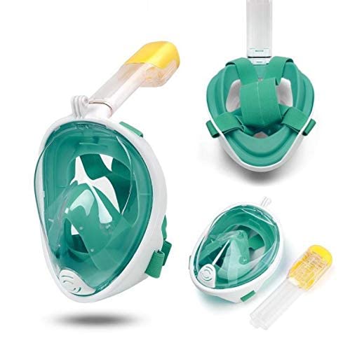 VBM Full Face Snorkel Mask Breathing Mechanism Snorkeling Masks for Kids AdultsFlat Crystal Lens180 Panoramic AntiLeakAntiFog Mask and Snorkel with Detachable Camera Mount LXL Green - Image 2