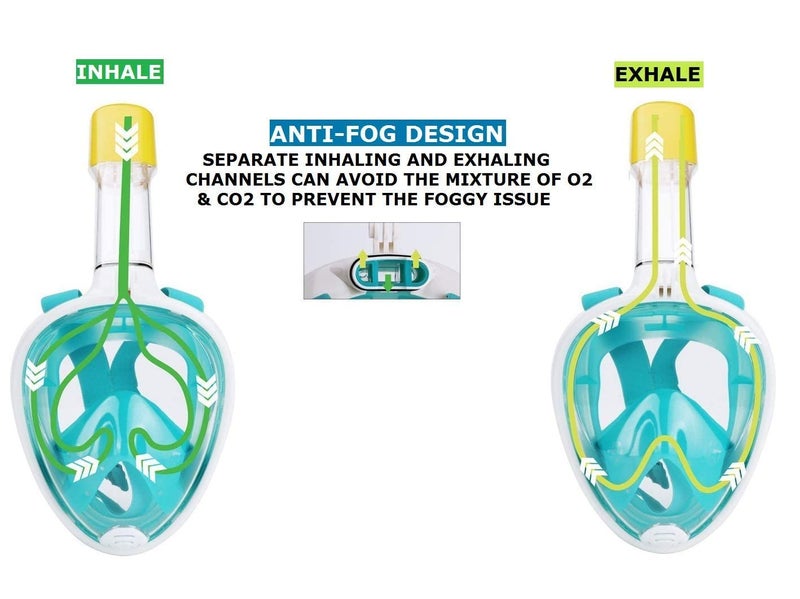 VBM Full Face Snorkel Mask Breathing Mechanism Snorkeling Masks for Kids AdultsFlat Crystal Lens180 Panoramic AntiLeakAntiFog Mask and Snorkel with Detachable Camera Mount LXL Green - Image 5
