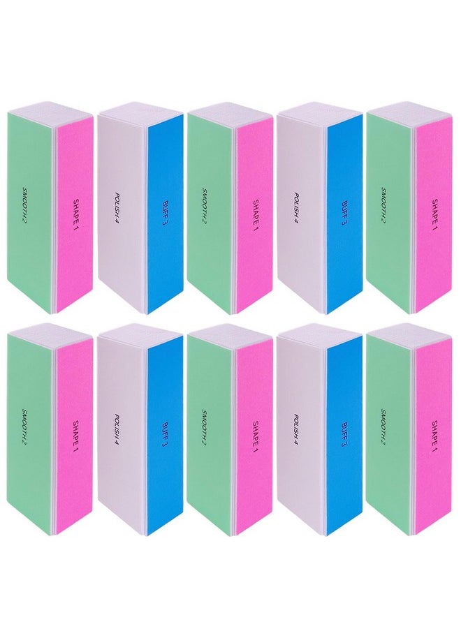 GigaGround - 4 Way Nail Buffer Block (10 Pcs), Nail Shine Buffers Blocks Files for Natural and Acrylic Nails Smoother Buffing Block Polisher Fingernail File Buffer 120/240/600/3000 Grit for Buffing Shinning - Image 1