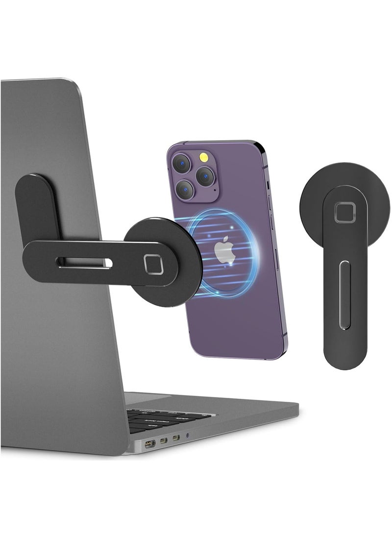 Magsafe - Magnetic Side-Mount Laptop Stand for iPhone 14/13/12 MagSafe Series, Adjustable, Slim, Portable, Foldable Design for Screen Extension (Black) - Image 1