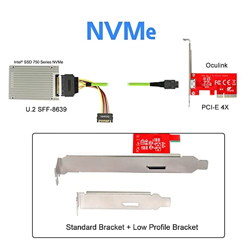 NFHK PCI-E 3.0 Express 4.0 x4 to Oculink External SFF-8612 SFF-8611 Host Adapter for PCIe SSD with Bracket - Image 5