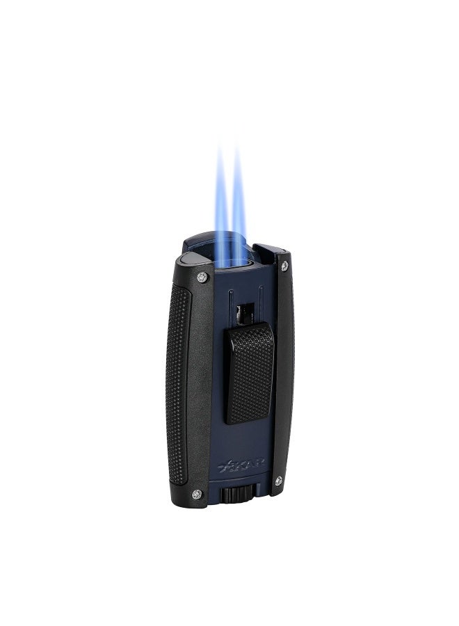 Xikar Turismo Double Jet Flame Cigar Lighter Attractive Gift Box Pocket-Friendly Protective Flip-Lid Over-Sized Fuel Tank Matte Blue  - Image 2