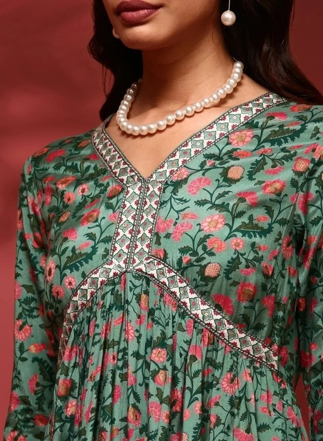 أبهشتي Floral Print Dress