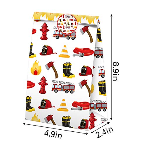BonBeeDesign Firefighter Party Favors Candy Bags with Stickers - Firefighter Goodie Gift Treat Bags - Firefighter Themed Birthday Party Supplies - Image 2