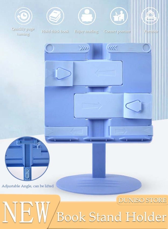 DUNISO Book Stand Holder for Kids, Book Holder for Reading, Foldable Reading Rack, Portable Book Holders Tray and Page Paper Clips, Desk Table Bookstand for Children Girls Boys - Image 1