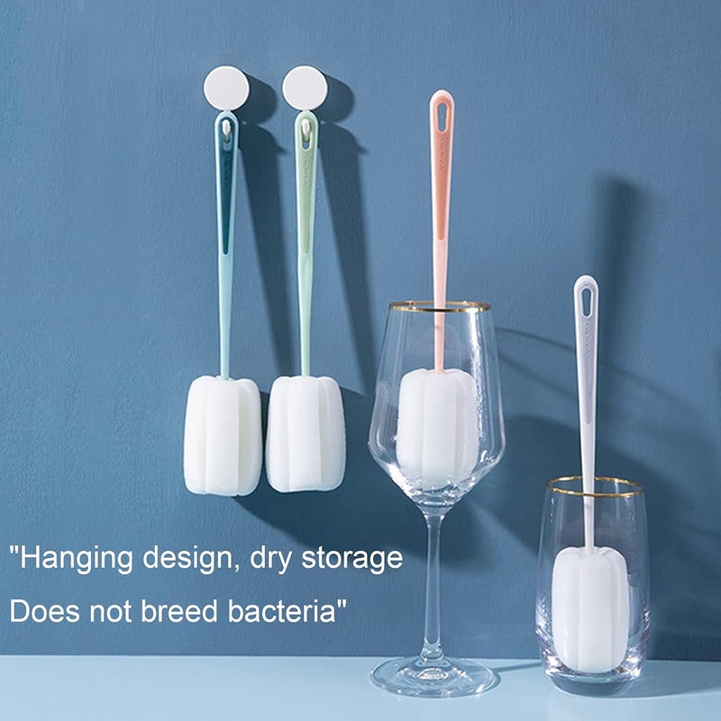 EasyBee Basic Sponge Cleaning Brush, Brush Long 25 cm, Porous Sponge Head with Strong Adsorption Capacity, for Glasses, Carafes, Decanters, Bottle Cleaners, Plates, Bowls, Pack of 4 - Image 3