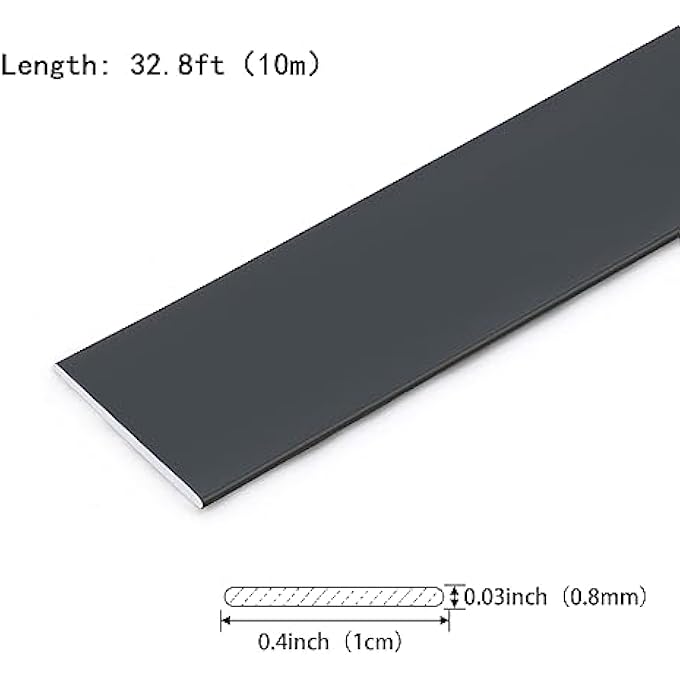 MATTE BLACK PEEL AND STICK WALL & MOLDING TRIM, FLEXIBLE DIY STRIP FOR MIRROR, FLOOR, CABINET, CEILING, TILE EDGE (32.8 FT X 0.4 INCH) - Image 3