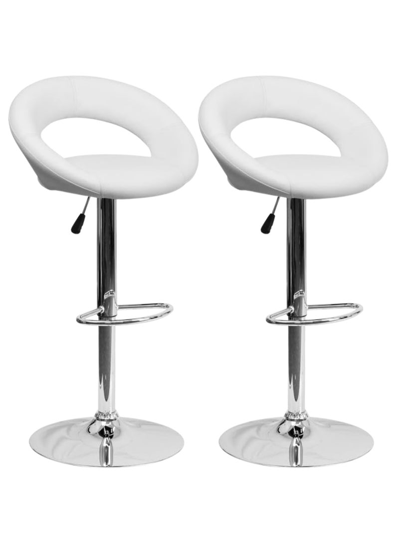 بكسل للأثاث مجموعة 2 كرسي بار من بكسل الأثاث قابل للتعديل بتصميم عصري ونمط دوار من الجلد لمطبخ المنزل بمسند للظهر والقدمين - Image 1