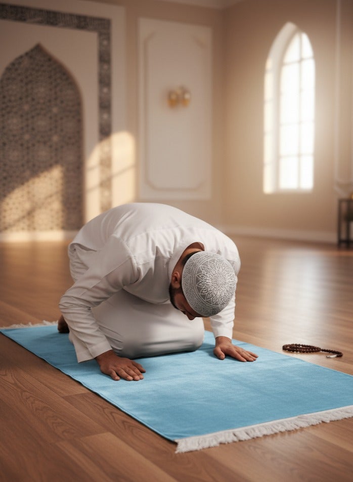 سندس سجادة صلاة ذهبية  تصميم أنيق وفخم بحجم كبير ومريح مغطاة بقماش ناعم ومحكم من أجود أنواع القطن. - Image 4