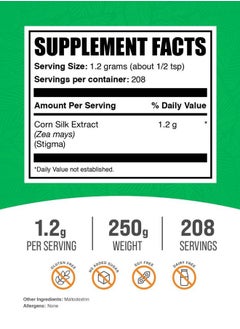 BULKSUPPLEMENTS.COM .com Corn Silk Extract Powder - Corn Silk Supplement, Zea Mays Extract, Corn Silk Powder - Herbal & Gluten Free, 1200mg per Serving, 250g (8.8 oz) (Pack of 1)  - Image 2