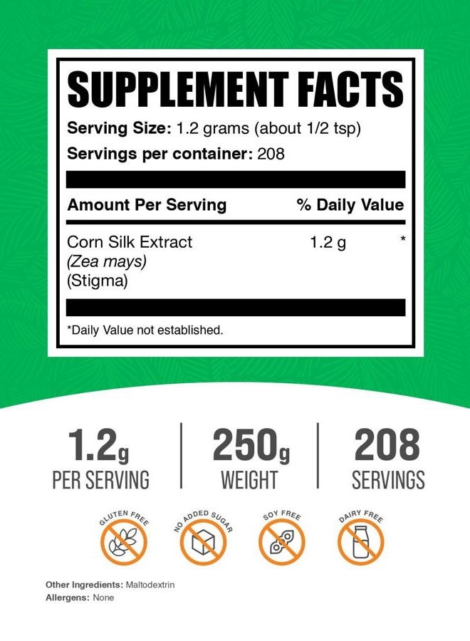 BULKSUPPLEMENTS.COM .com Corn Silk Extract Powder - Corn Silk Supplement, Zea Mays Extract, Corn Silk Powder - Herbal & Gluten Free, 1200mg per Serving, 250g (8.8 oz) (Pack of 1) - Image 2