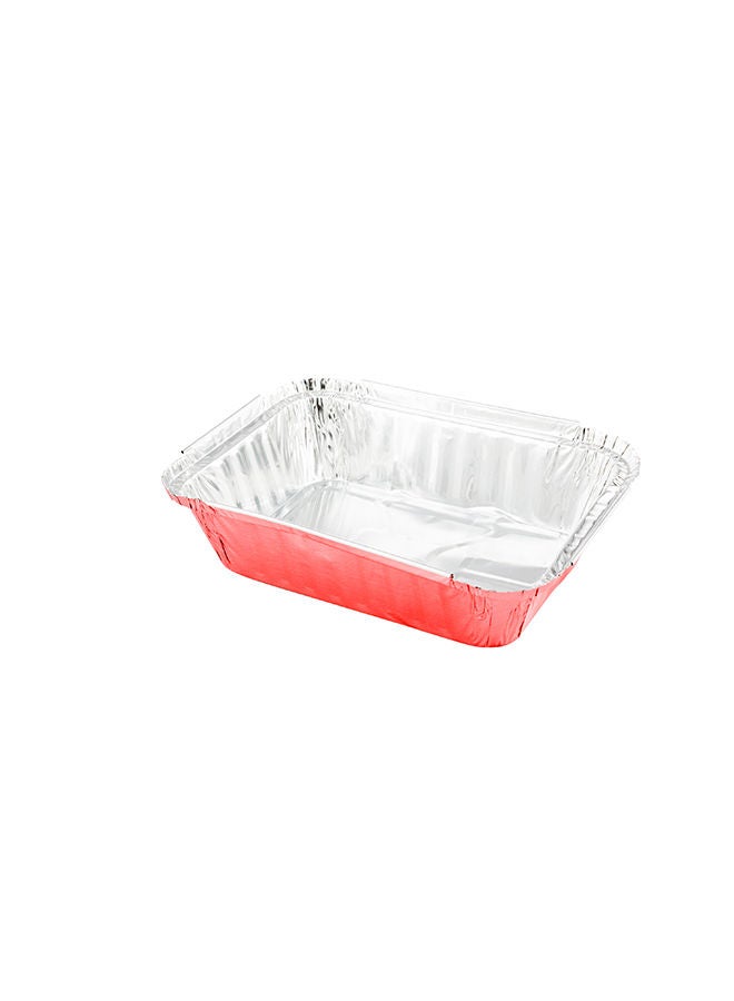 Restaurantware-16 Ounce Disposable Takeout Containers, 50 Rectangle Food Containers - With Polka Dot Lids, Pink Takeaway Containers, Aluminum Delivery Containers, Freezable - Image 1
