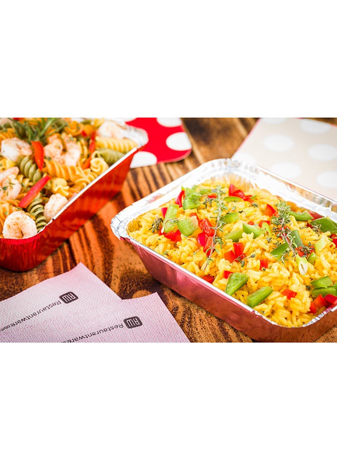 Restaurantware-16 Ounce Disposable Takeout Containers, 50 Rectangle Food Containers - With Polka Dot Lids, Pink Takeaway Containers, Aluminum Delivery Containers, Freezable - Image 5