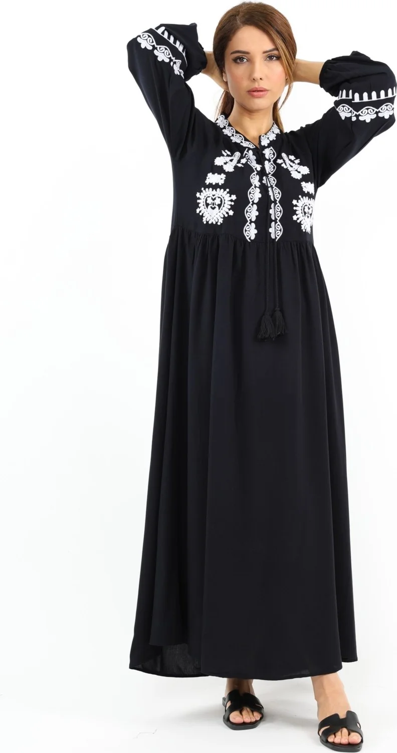 ريتنيس Prive Women's Embroidered Tassels Long Viscose Dress