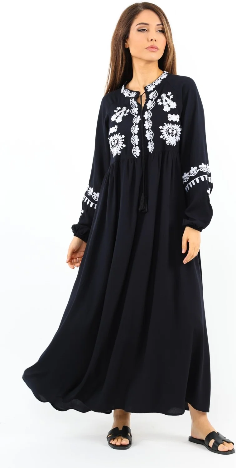 ريتنيس Prive Women's Embroidered Tassels Long Viscose Dress