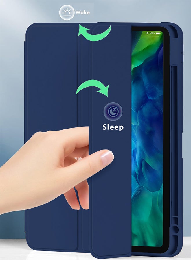 CATANES Protective Case for iPad Pro 11 Inch 2021/2020/2018 (5th/4th/3rd Gen) Auto Sleep/Wake Function Slim Lightweight Tri-fold Stand EVO Crystal Folio Case Blue - Image 3
