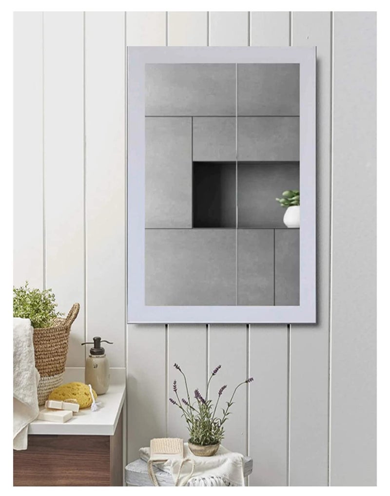 Stuthi Arts White Plan Flat Decorative Wall Mirror Decorative Mirror Size 134 in X 10 in RectangularFramed 254 X 3429 CM