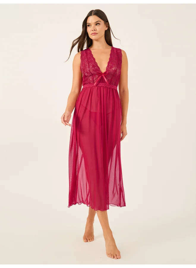 ستايلي Styli Floral Lace and Scallop Edge Babydoll with Briefs