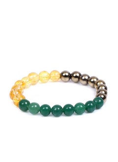 REBUY REBUY Citrine Pyrite Green Aventurine Bracelet Crystal Healing Stone Bracelet Jewelry for Men & Women, Color Multi, Bead Size 8 mm  - Image 1