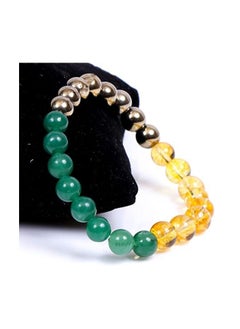 REBUY REBUY Citrine Pyrite Green Aventurine Bracelet Crystal Healing Stone Bracelet Jewelry for Men & Women, Color Multi, Bead Size 8 mm  - Image 2