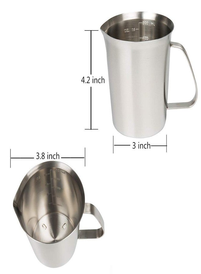 GRSPEHS Stainless Steel Measuring Cup (16 Ounce/ 0.5 Liter- 2 Cup), Milk Frothing Pitcher, Steaming Pitcher, Milk Frothing Cup Jug with Marking with Handle for Espresso Machines, Latte Art - Image 3