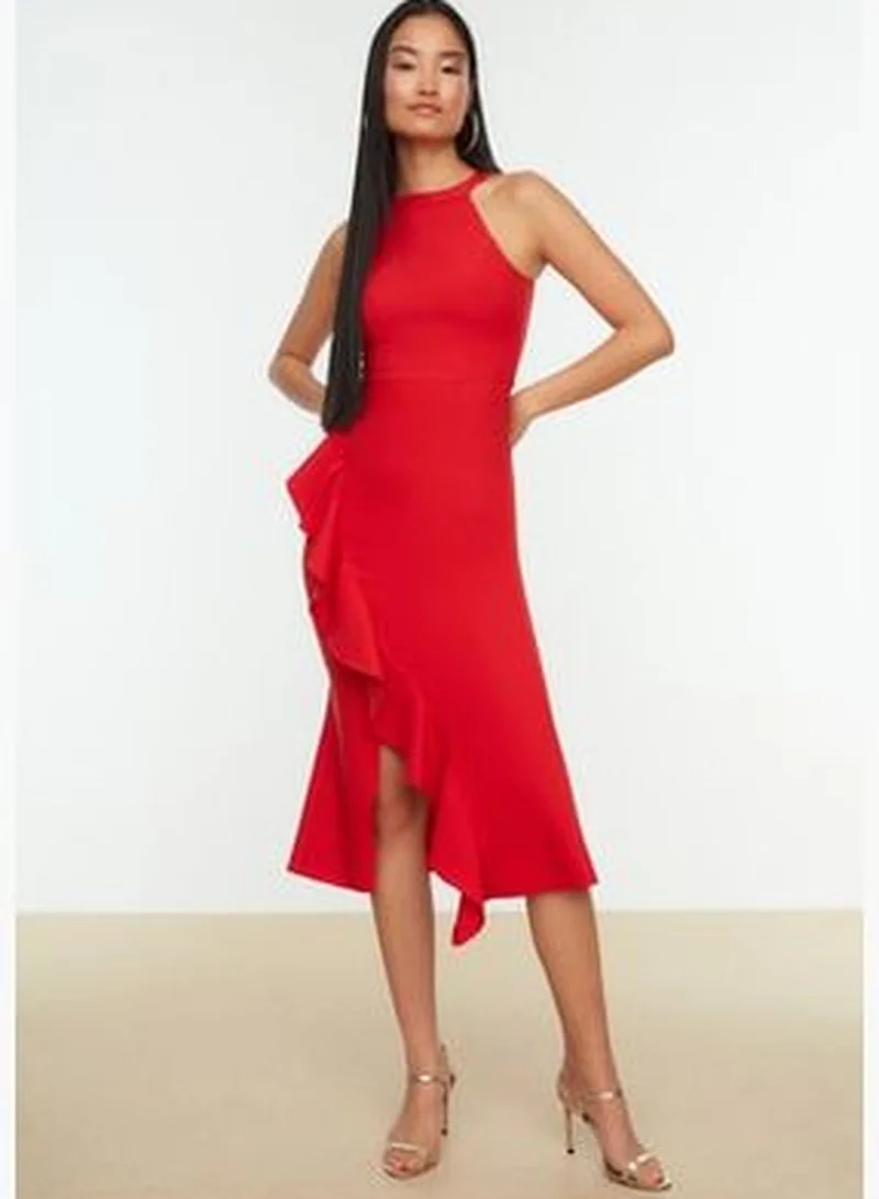 trendyol Pomegranate Flower Volley Detailed Evening Dress TPRAW19BB0144