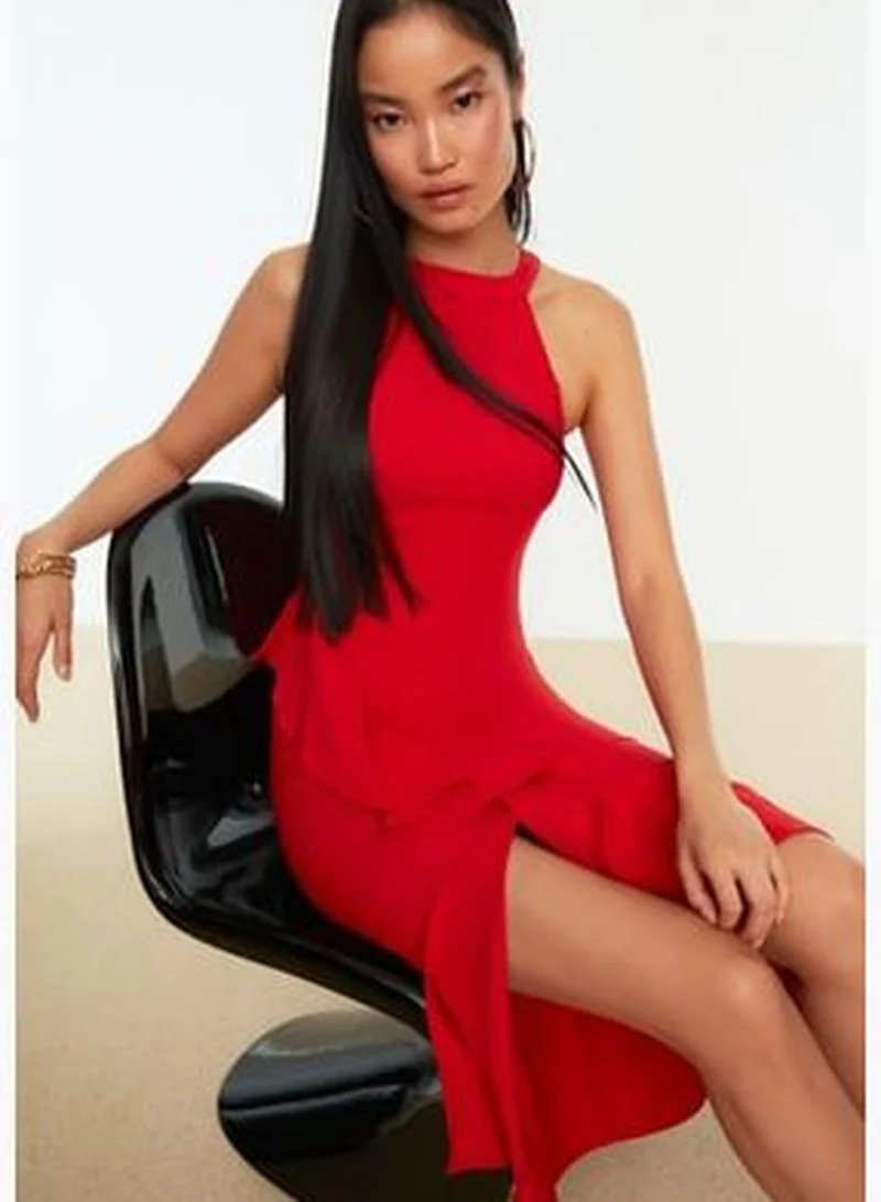 trendyol Pomegranate Flower Volley Detailed Evening Dress TPRAW19BB0144