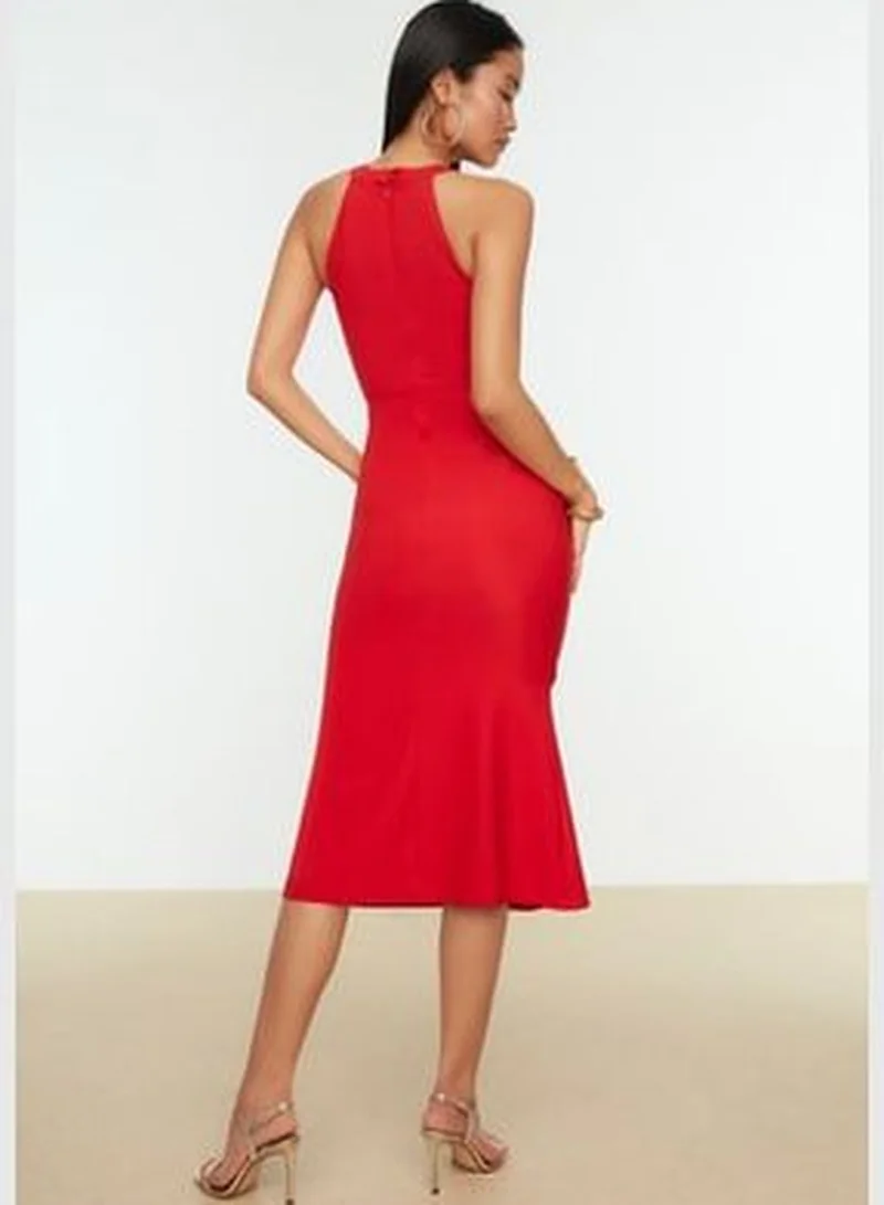 trendyol Pomegranate Flower Volley Detailed Evening Dress TPRAW19BB0144