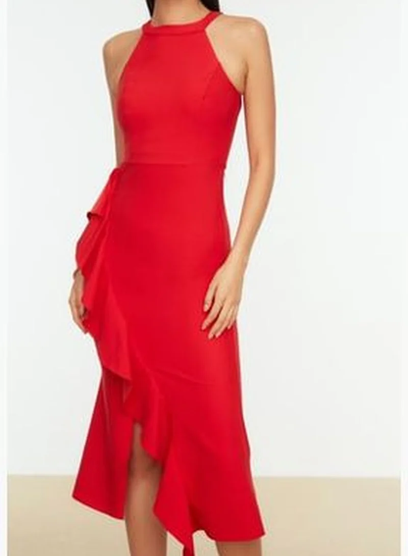 trendyol Pomegranate Flower Volley Detailed Evening Dress TPRAW19BB0144